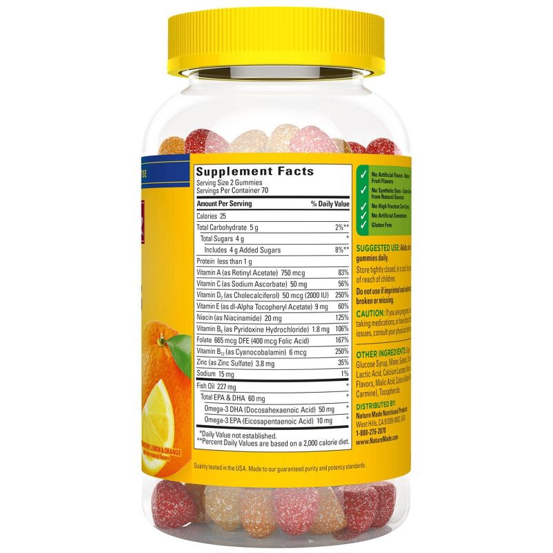 Nature Made Multivitamin + Omega-3 Gummies - Strawberry, Lemon & Orange - 140ct