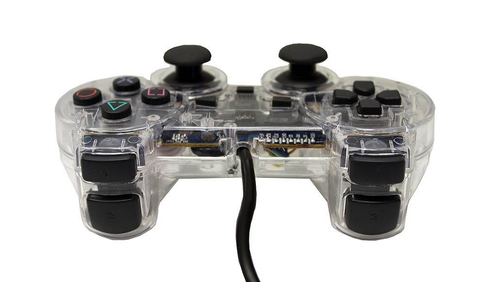 Transparent Clear White Controller for Playstation PS1 PS2 by Mars Devices
