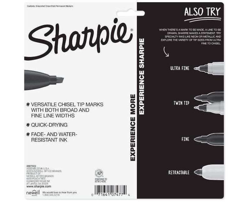 8pk Permanent Marker Chisel Tip Multicolor - Sharpie