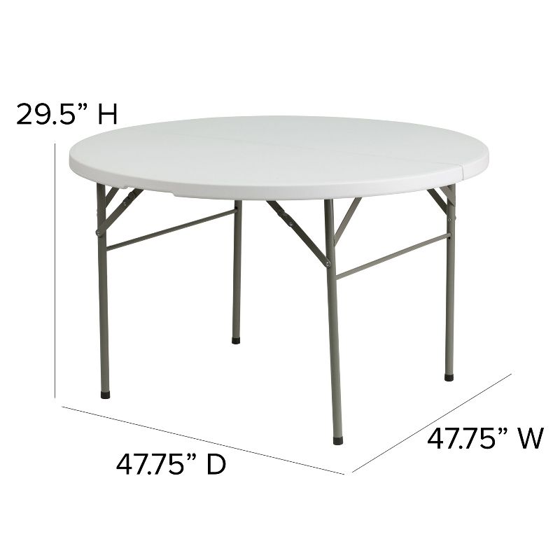 Flash Furniture 4-Foot Round Bi-Fold Granite White Plastic Banquet and Event Folding Table with Carrying Handle