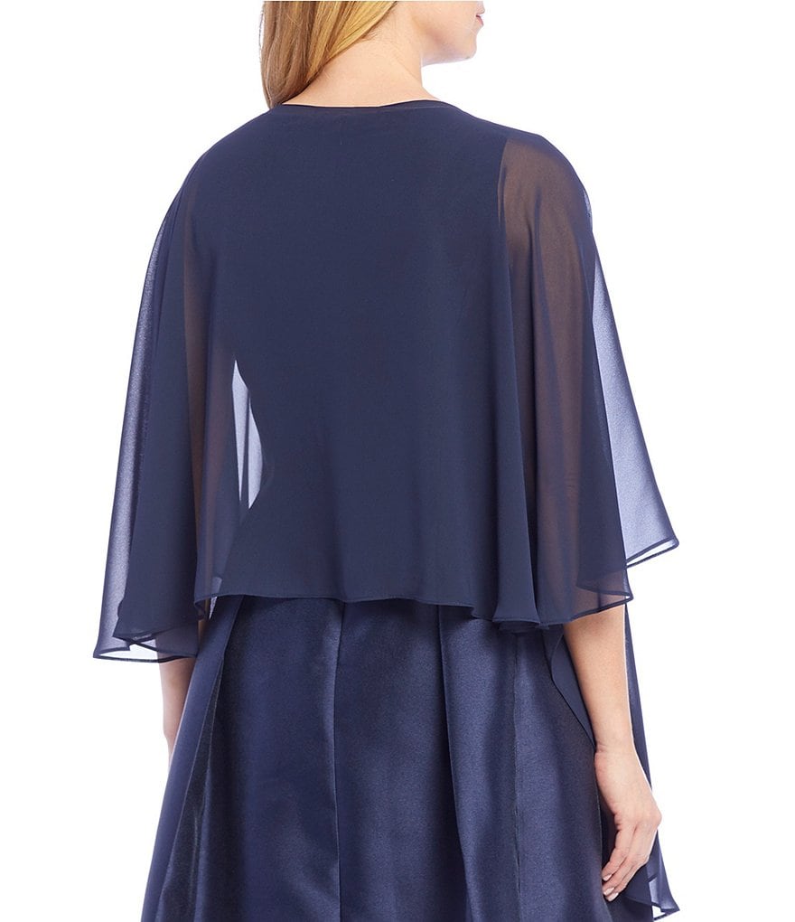 Cejon Metallic Crocheted Fringe Metallic Evening Wrap