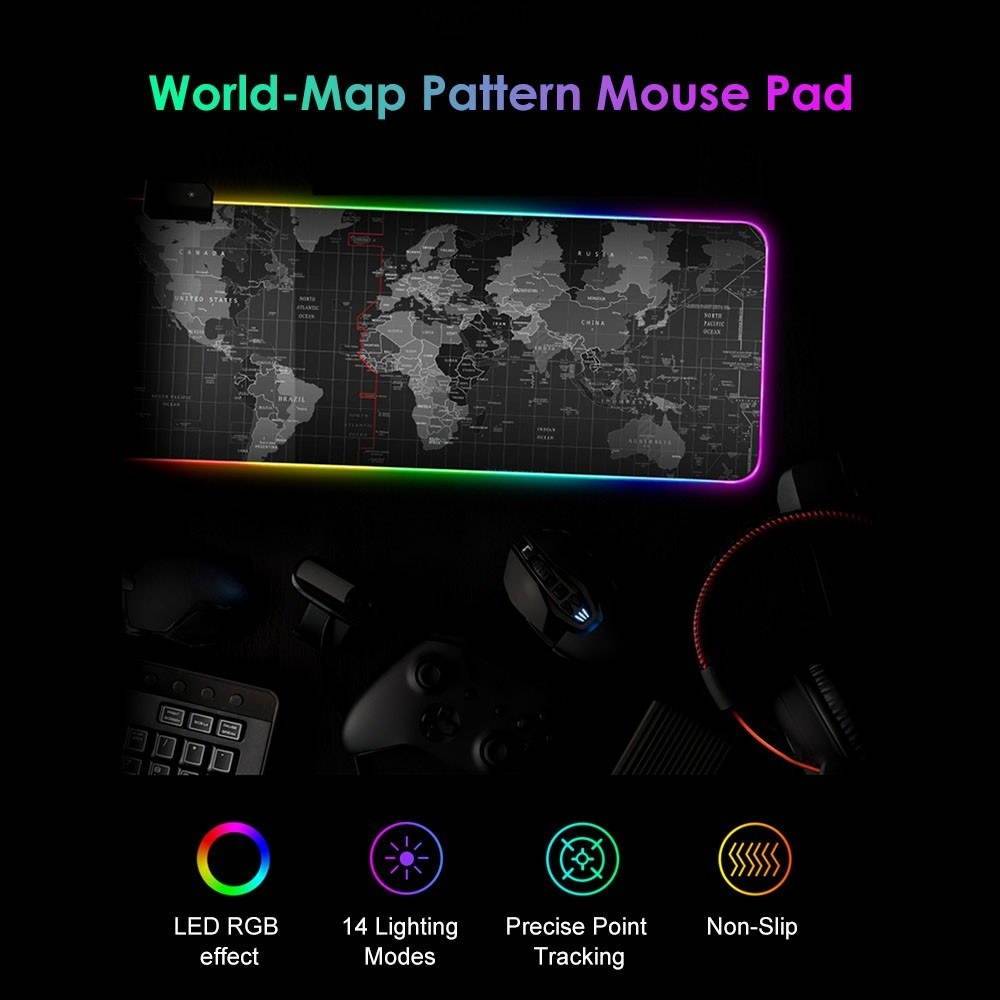 LEDs RGB Mouse Pad 14 Lighting Modes Gaming Extra Large Soft Extended Non Slip Mousepad for PC Laptop