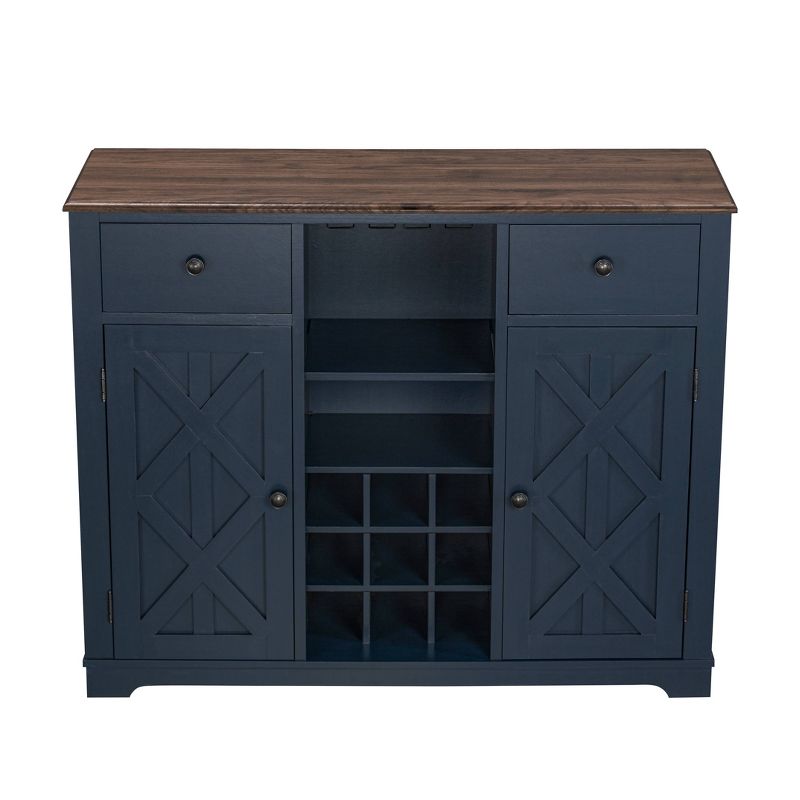 47" Wood Bar Cabinet with Brushed Nickel Knobs Navy - Home Essentials