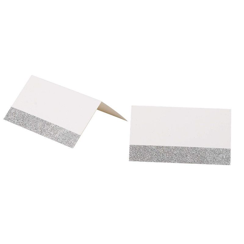Sustainable Greetings 100-Pack Silver Glitter Place Cards for Weddings, Birthdays Table Setting (2 x 3.5 In)