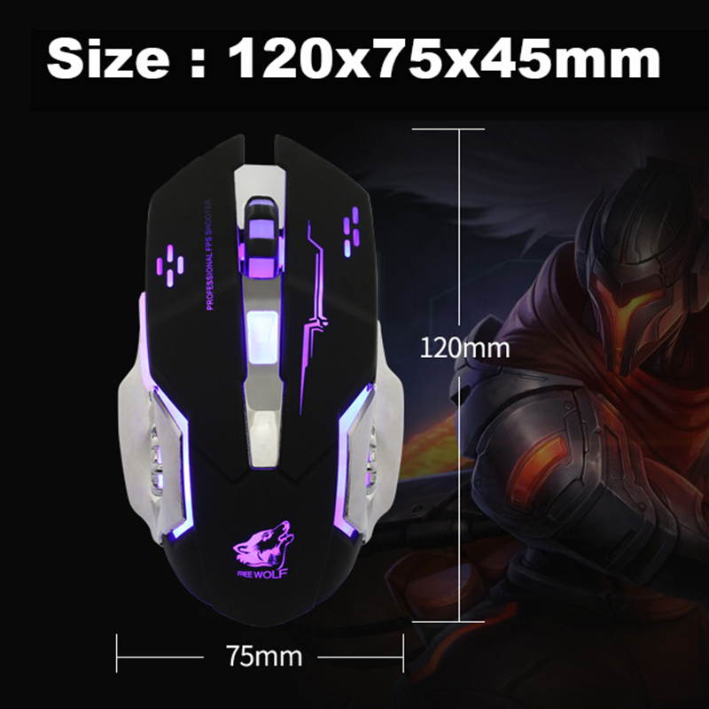 HXSJ Ergonomic Optical Office 2.4G Wireless Gaming Mouse Mice Adjustable 2400 DPI with 6 Buttons for Laptop PC Notebook Computer