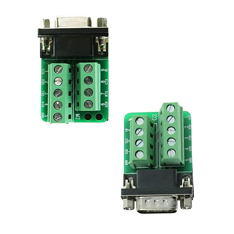Breakout Connector RS232 Serial 9 Pin Connector Terminal Male x 1 Female x 1