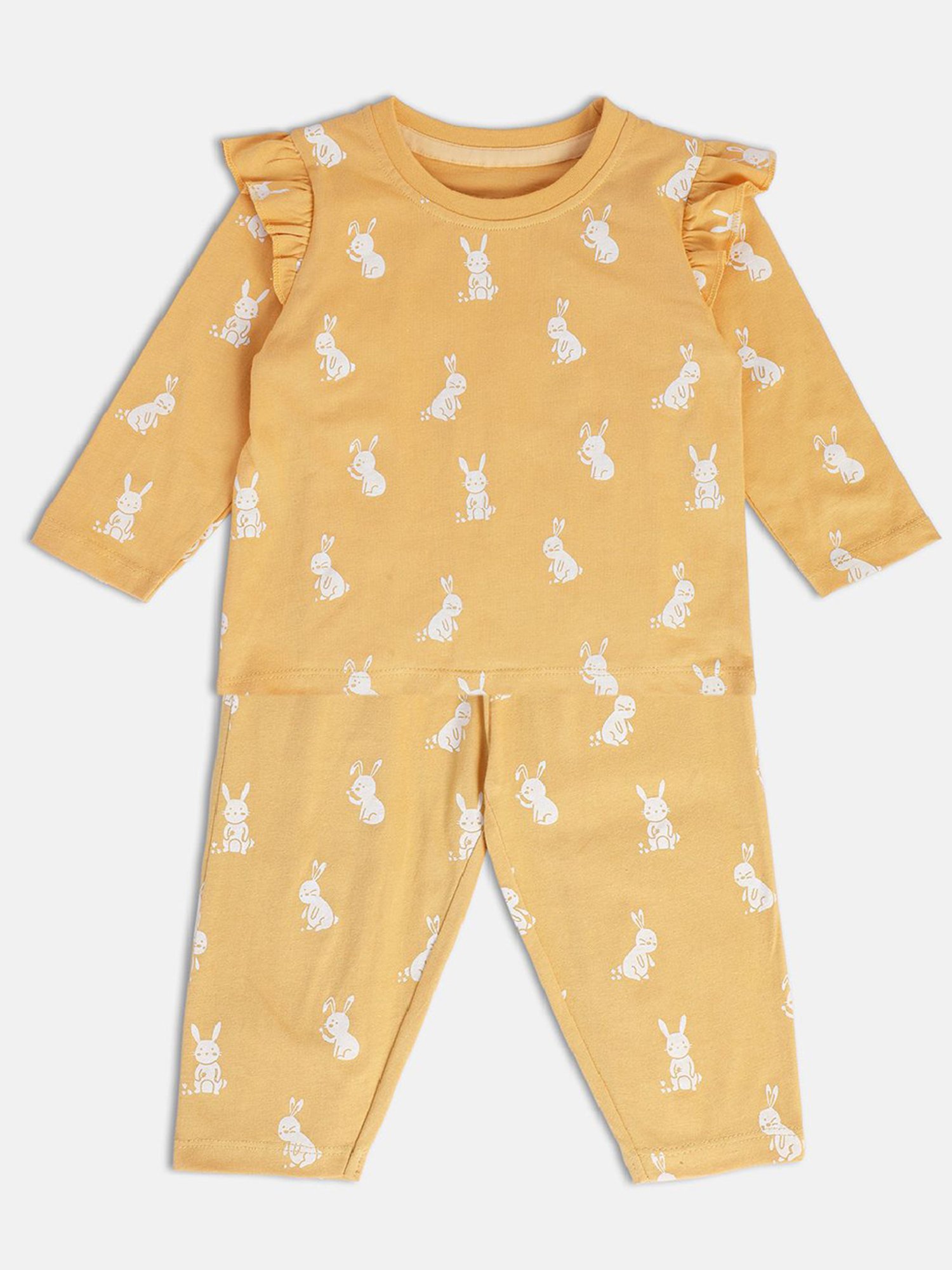 MINIKLUB Kids Orange Graphic Print Full Sleeves Top with Pants