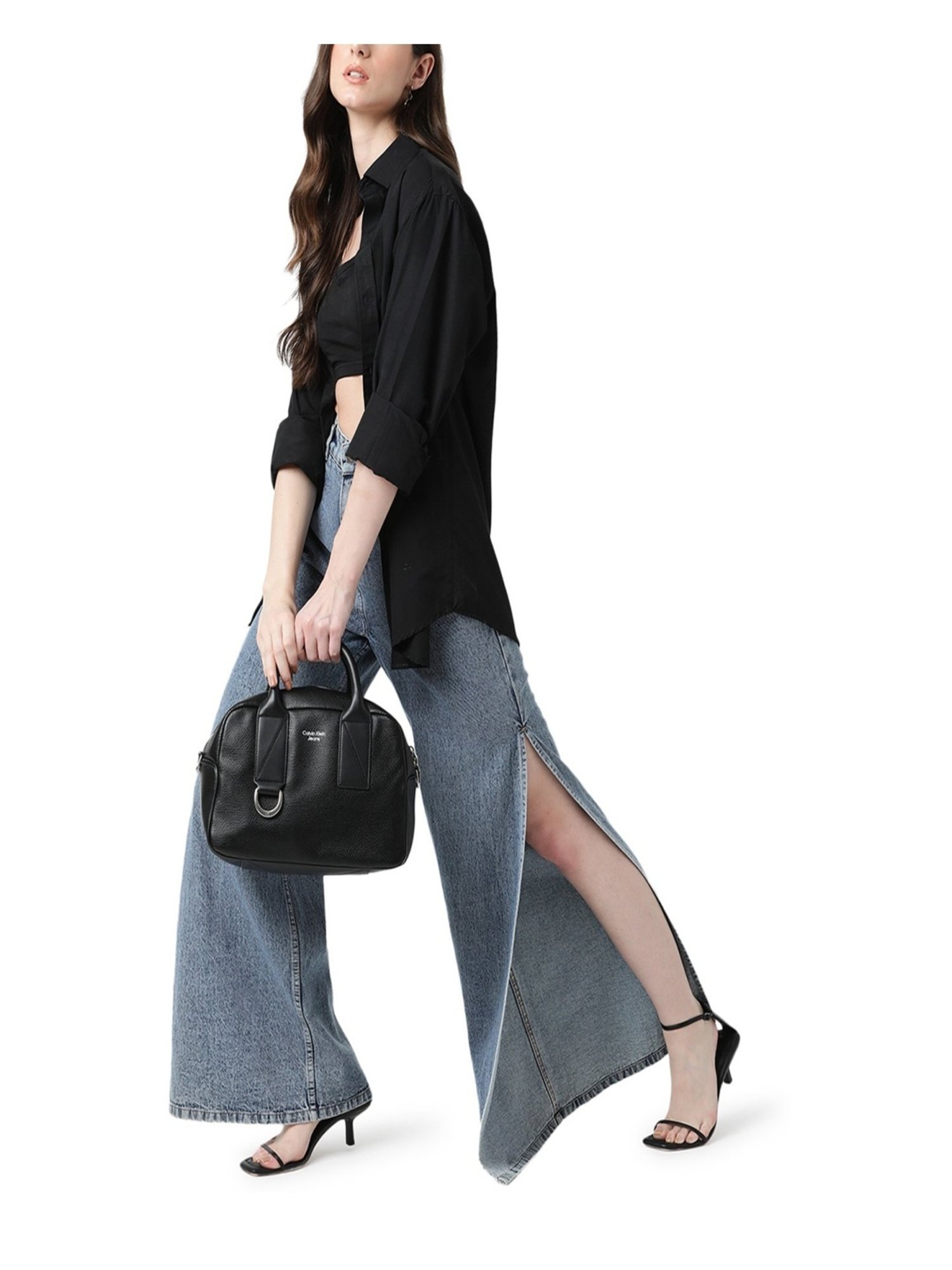 Calvin Klein Jeans Black Solid Medium Handbag