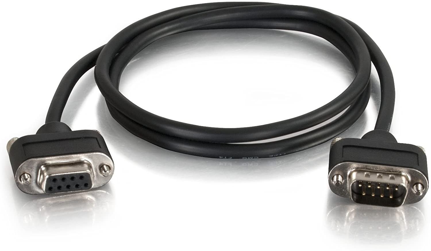 C2G 52186 Serial RS232 DB9 Null Modem Cable with Low Profile Connectors M/F In-Wall CMG-Rated Black (12 Feet 3.65 Meters)