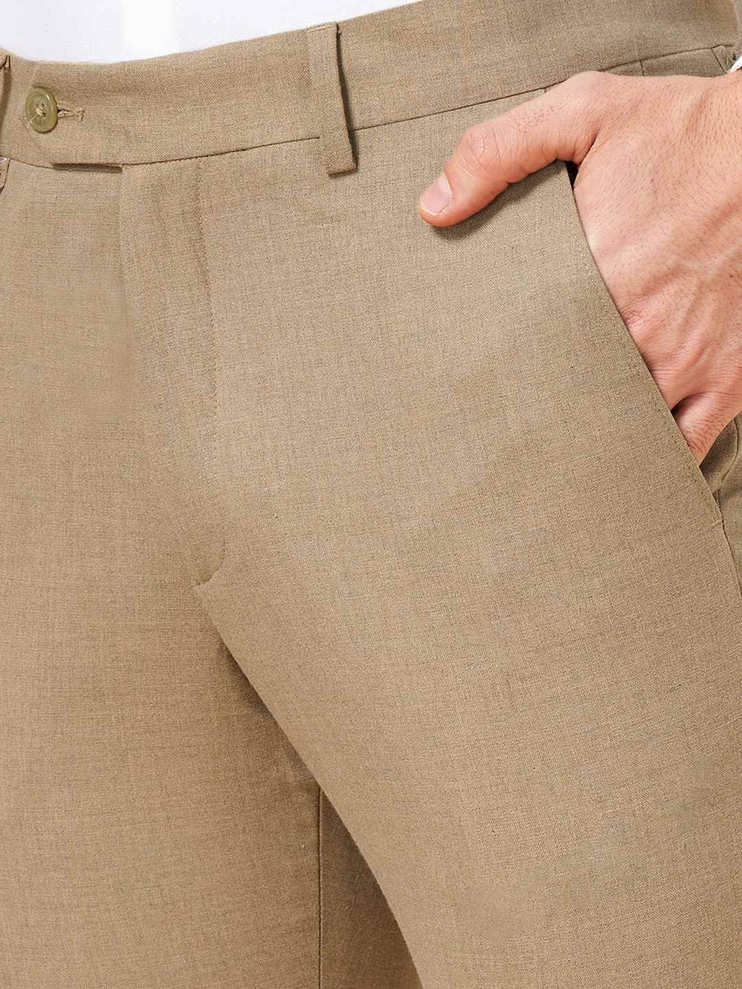 Byford by Pantaloons Almond Buff Slim Fit Trousers