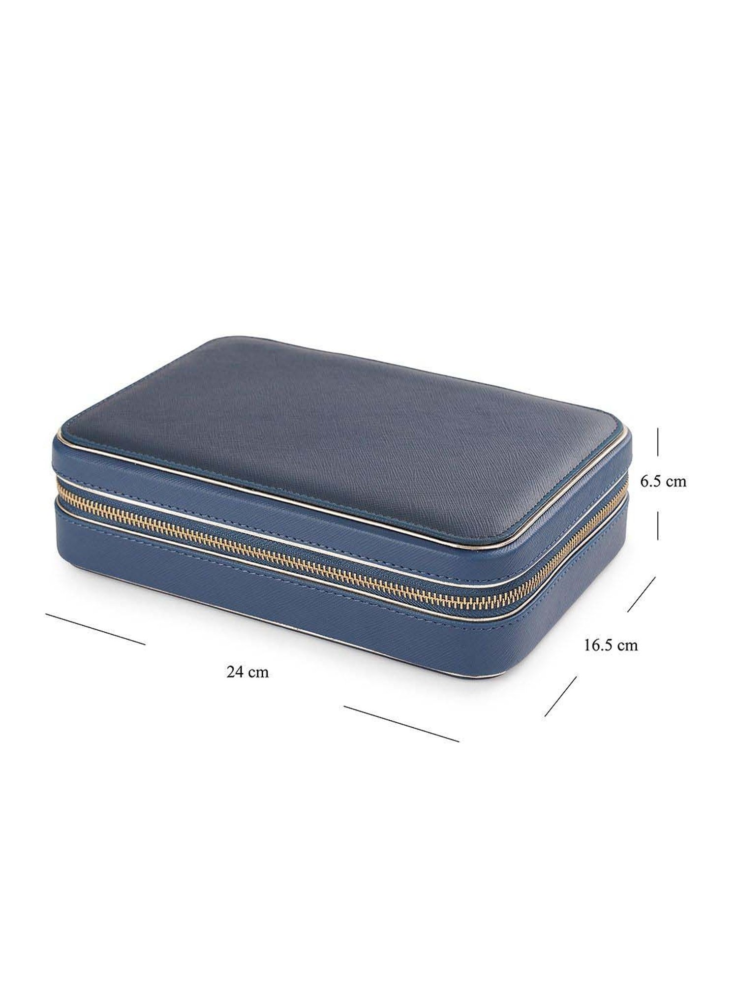 Pure Home and Living Blue Mdf Travel Rectangular Jewellery Box