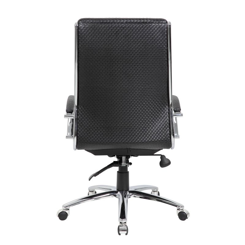 Executive Vinyl Chair with Metal Chrome Finish Black - Boss Office Products