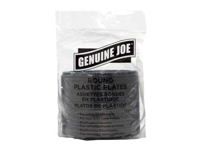Genuine Joe 10427BD Round Plastic Black Plates
