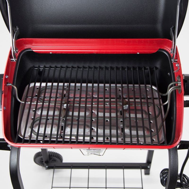 Americana Electric Cart Grill with Composite Wood Side Tables and Shelf Model 9325U - Meco