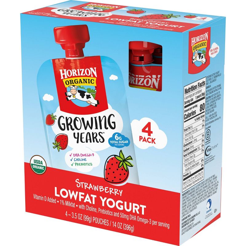 Horizon Organic Growing Years Strawberry Kids' Yogurt Pouch - 14oz/4pk