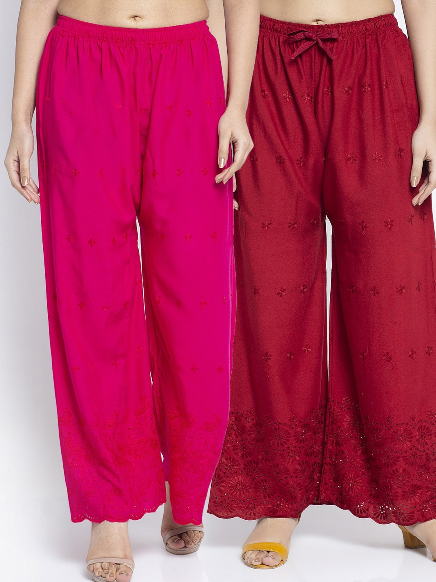 Gracit Multi Flared Fit Rayon Palazzos Pack of - 2