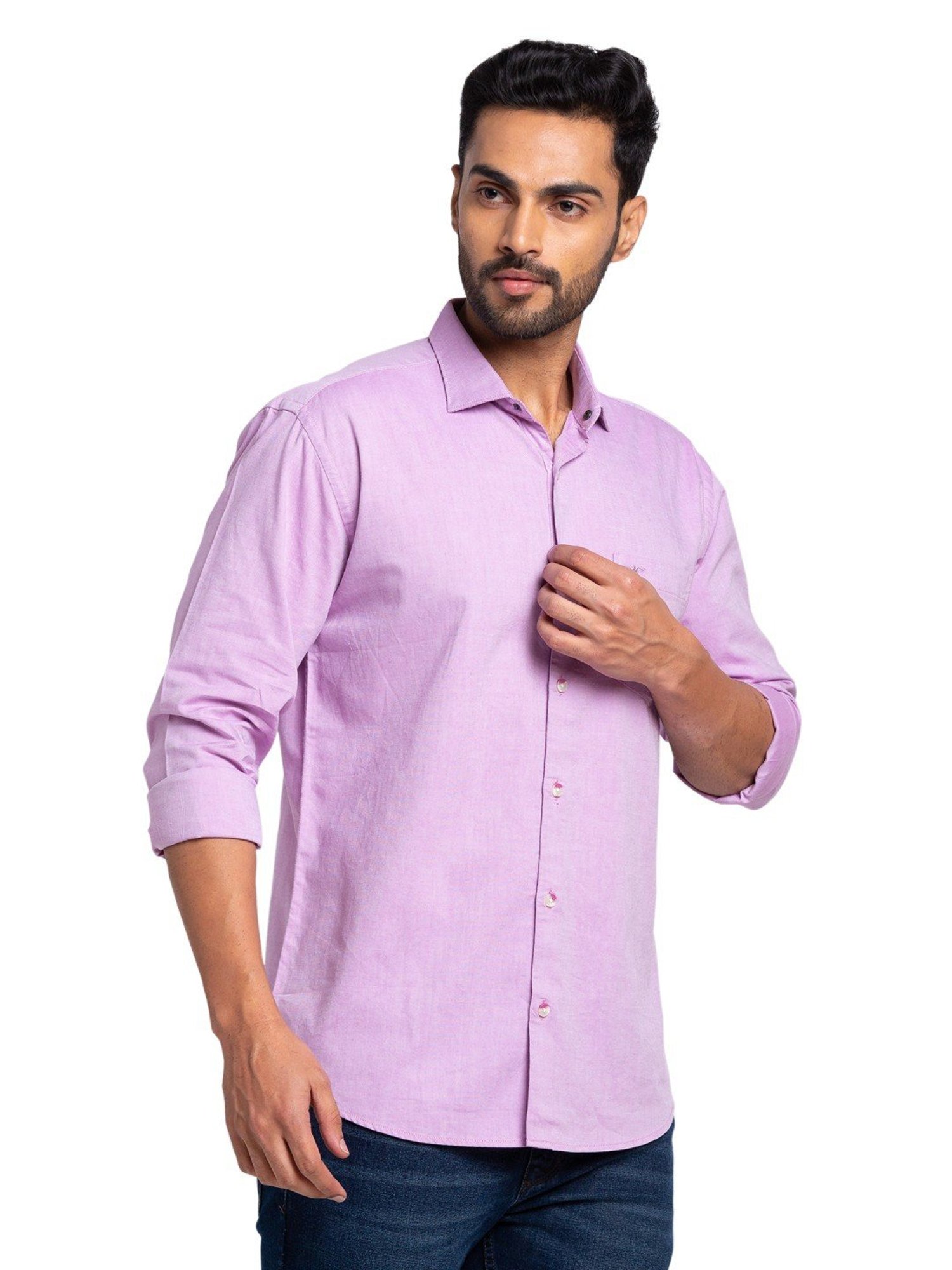 Park Avenue Violet Cotton Slim Fit Shirt