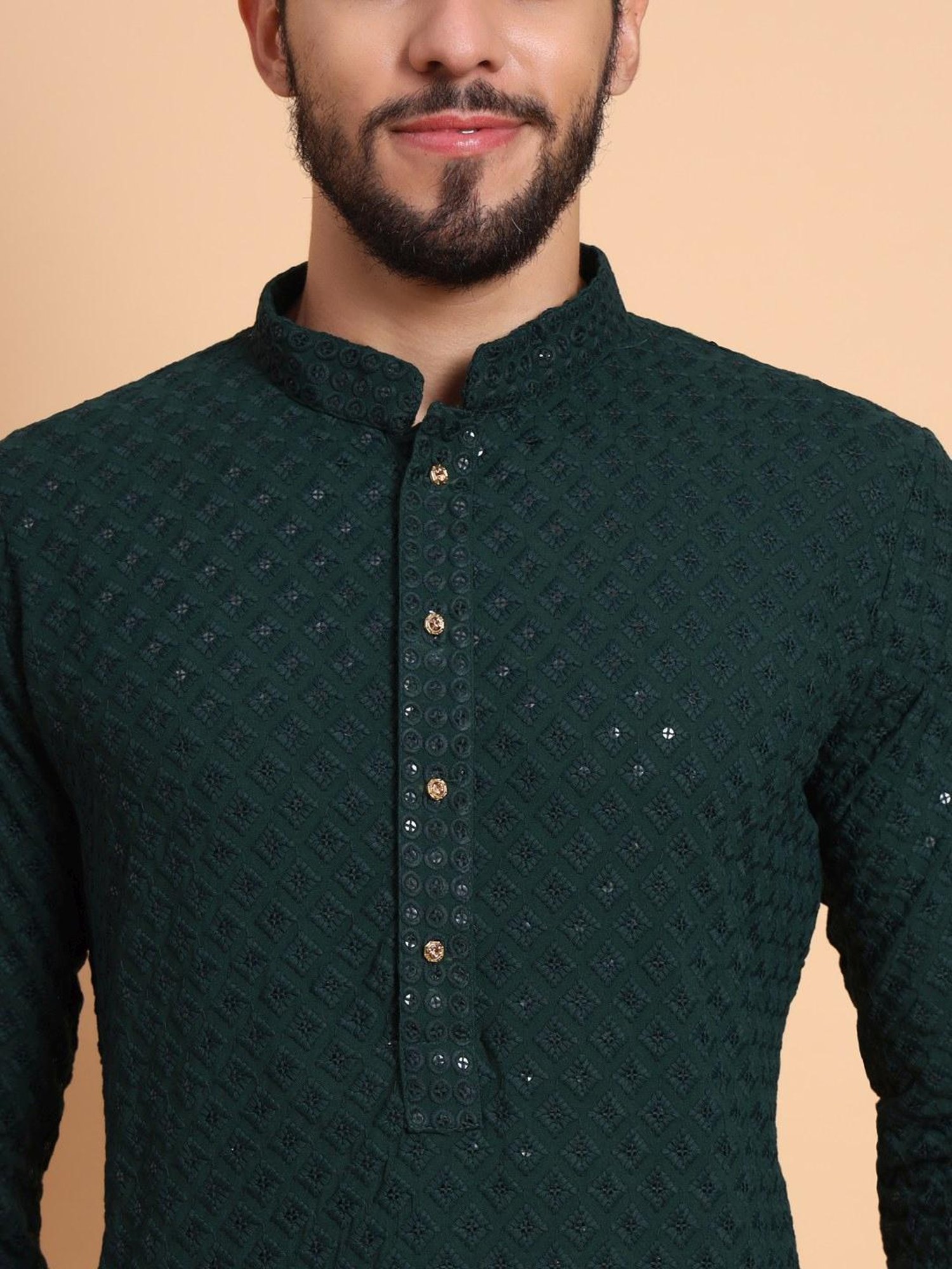 SWAGG INDIA Green Regular Fit Embroidered Kurta