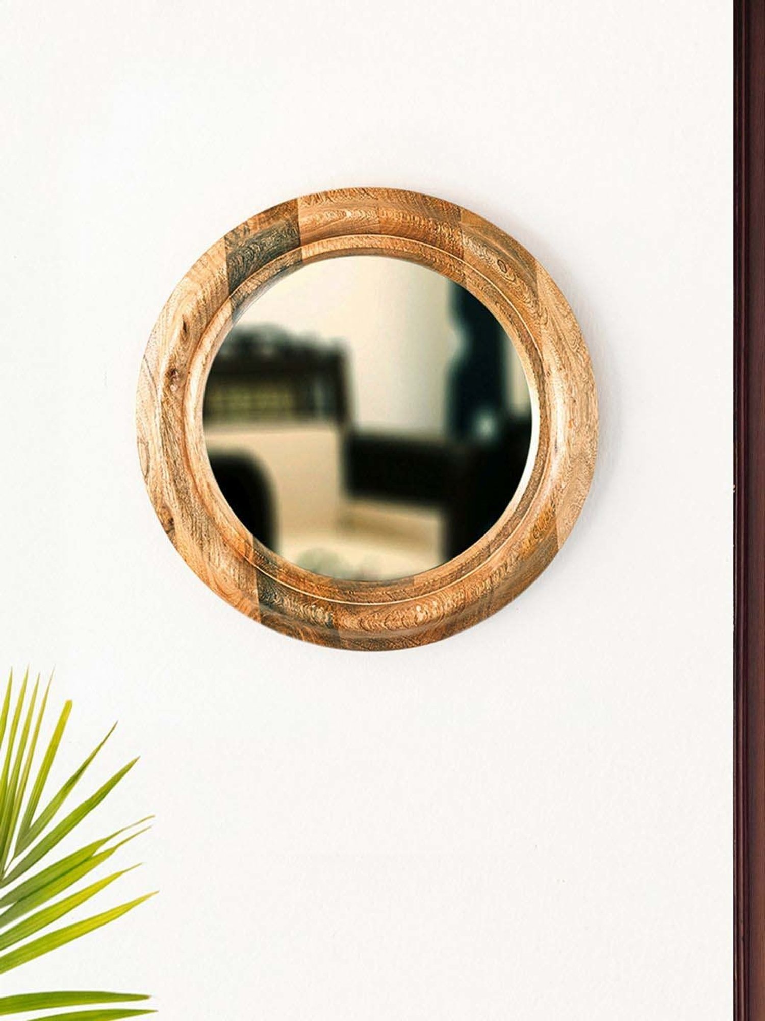 ExclusiveLane Brown Wood Rustic Rise Decorative Wall Mirror