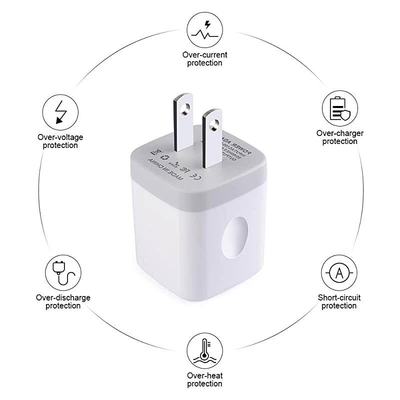OnePort Charger Plug  1A Charging Blocks 6 PC Ultra Compact Travel Charging Cube Power Adapter Compatible Phone 11 XS 8 6S Samsung S20 S10 Plus S9+ S8 S7 Edge Note 9 LG G8 ThinQ G7 G6 Moto