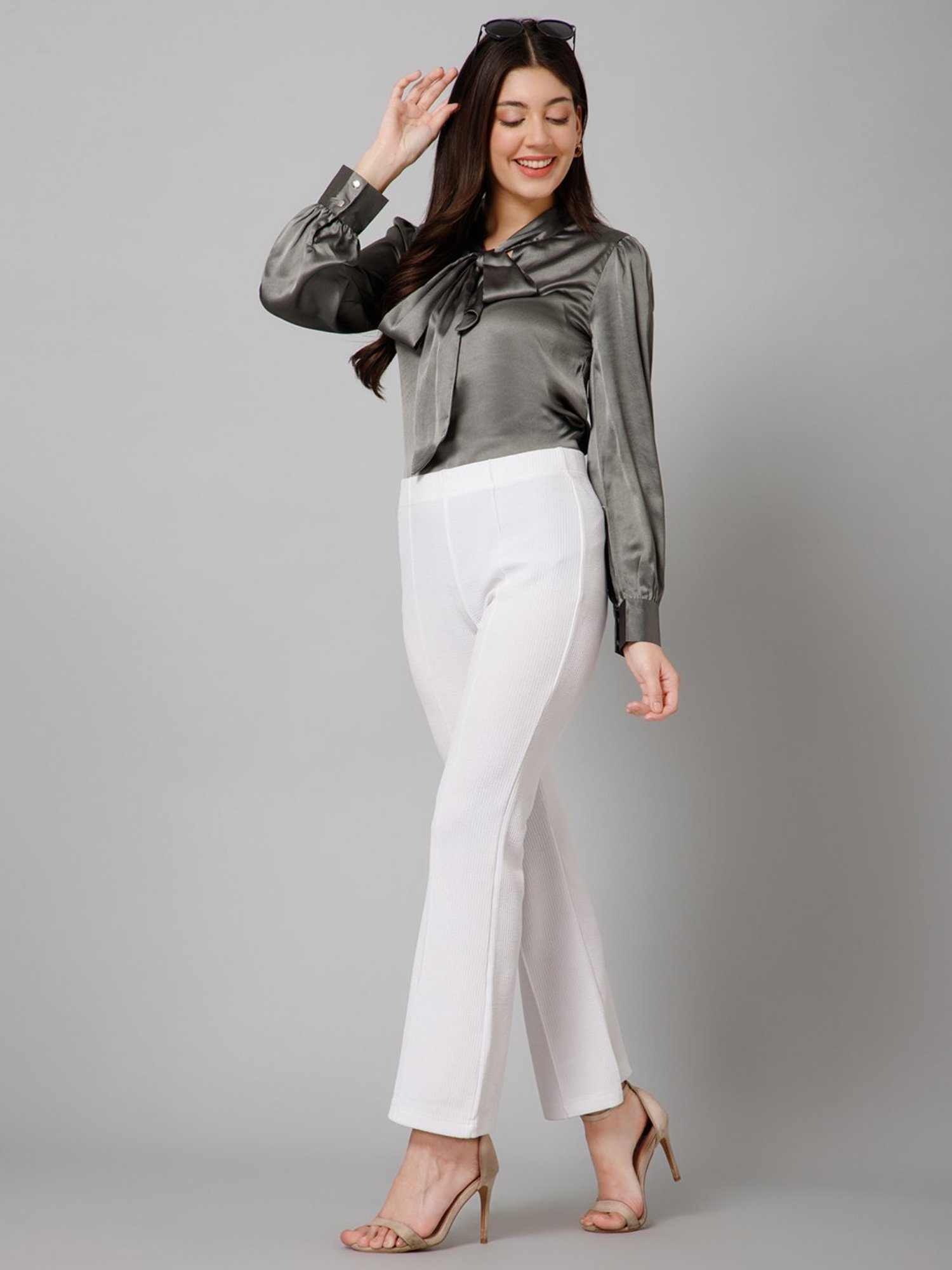 PURYS Grey Full Sleeves Top