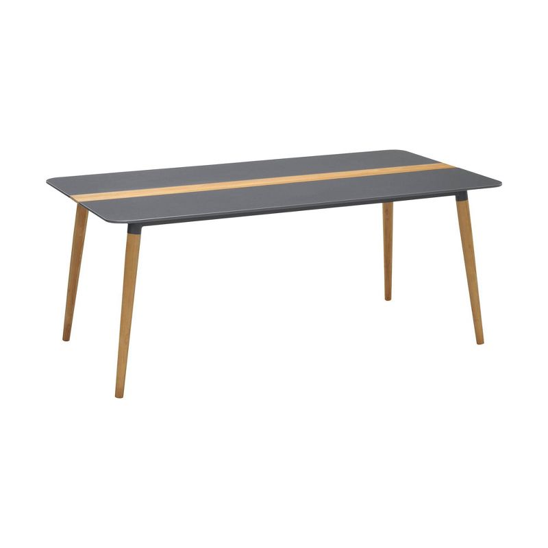 Ipanema Outdoor Aluminum Rectangle Dining Table in Dark Gray with Natural Teak Wood Accent - Armen Living