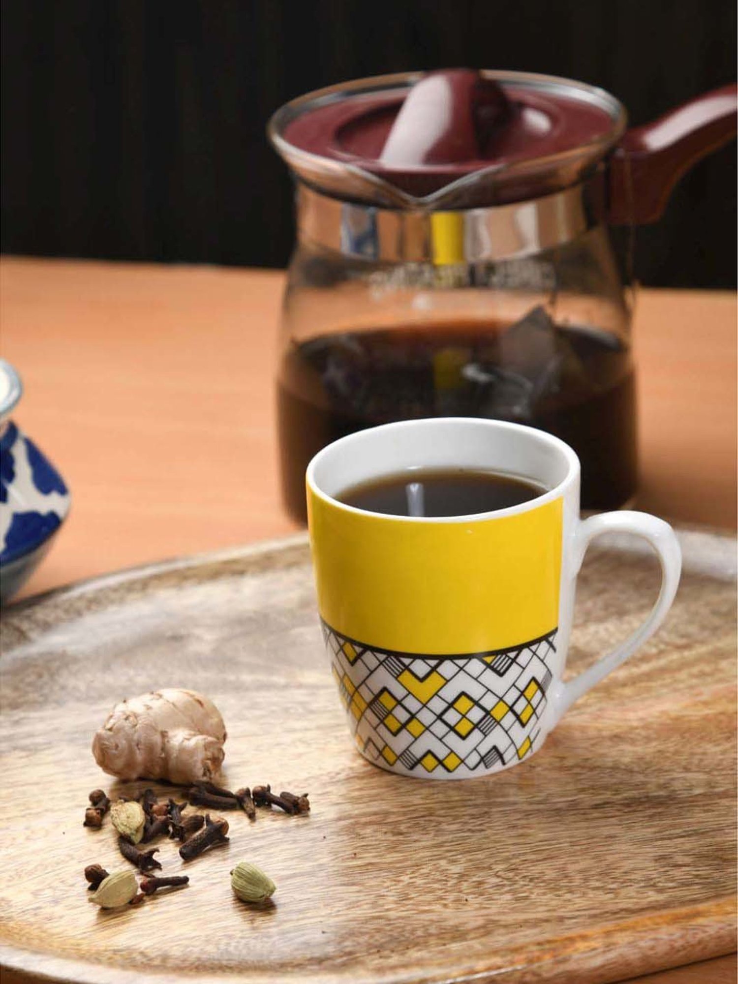 Femora Multicolor Bone China Tea Cup (0.16 L) - Set of 6