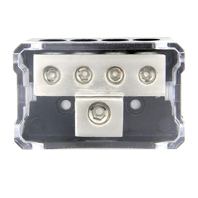 4 Way Power Distribution Block 024 AWG Gauge in 4810 Gauge Out Car Audio Stereo Amp Distribution Connecting Block for Audio Splitter 1 in 4 Out
