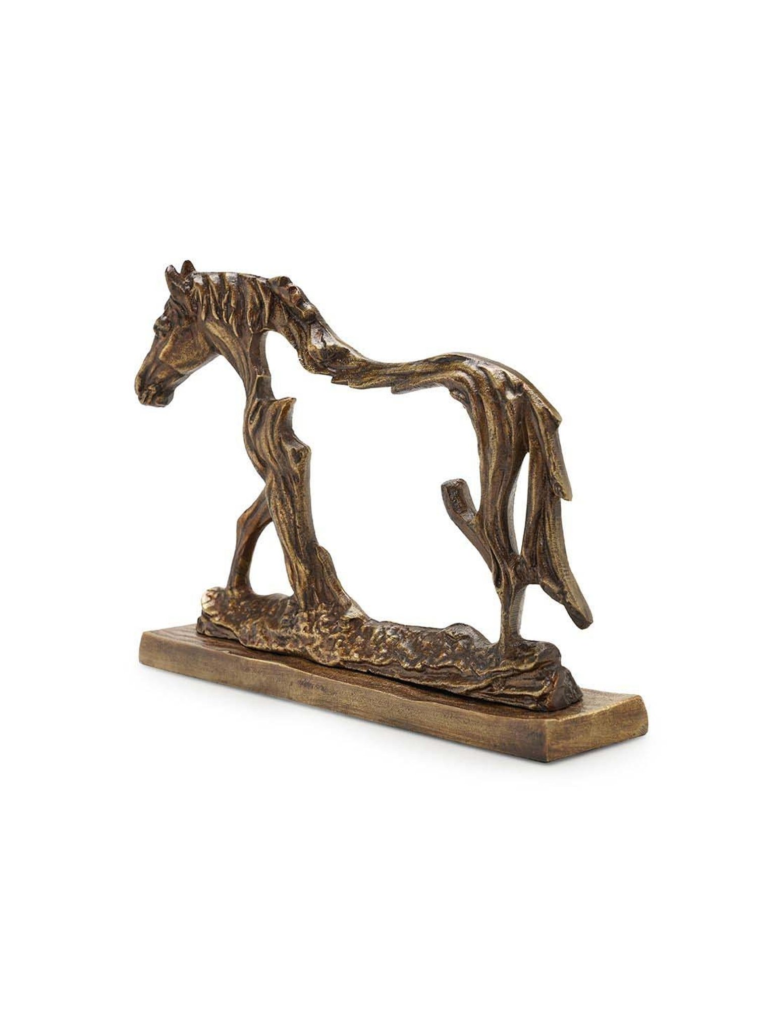 Pure Home and Living Brown Aluminium Antique Horse Figurine