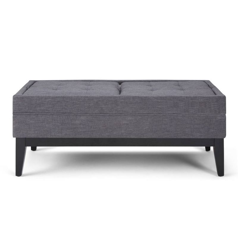 42" Barrington Storage Ottoman Slate Gray Linen Look Fabric - WyndenHall
