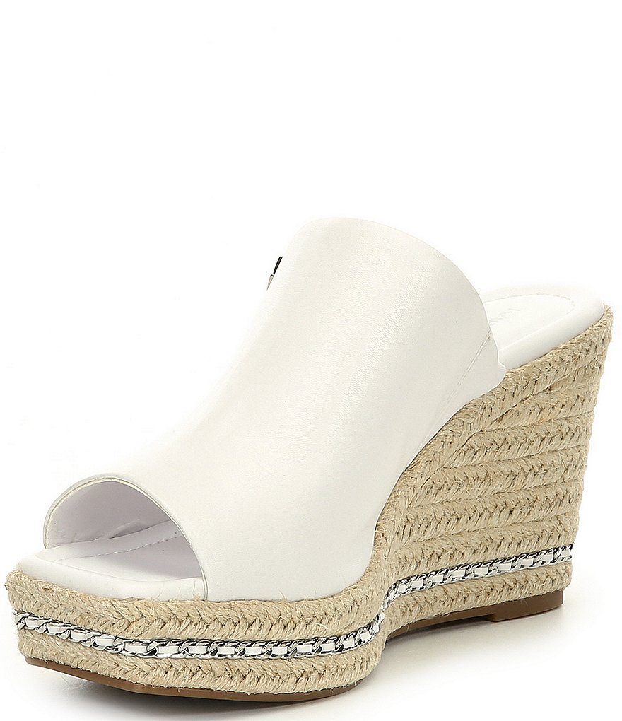 KARL LAGERFELD PARIS Corissa Leather Platform Wedge Espadrilles