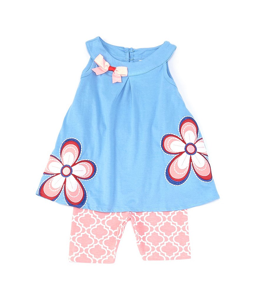 Rare Editions Little Girls 2T-6X Flower Tunic Top & Printed Bike Shorts Set