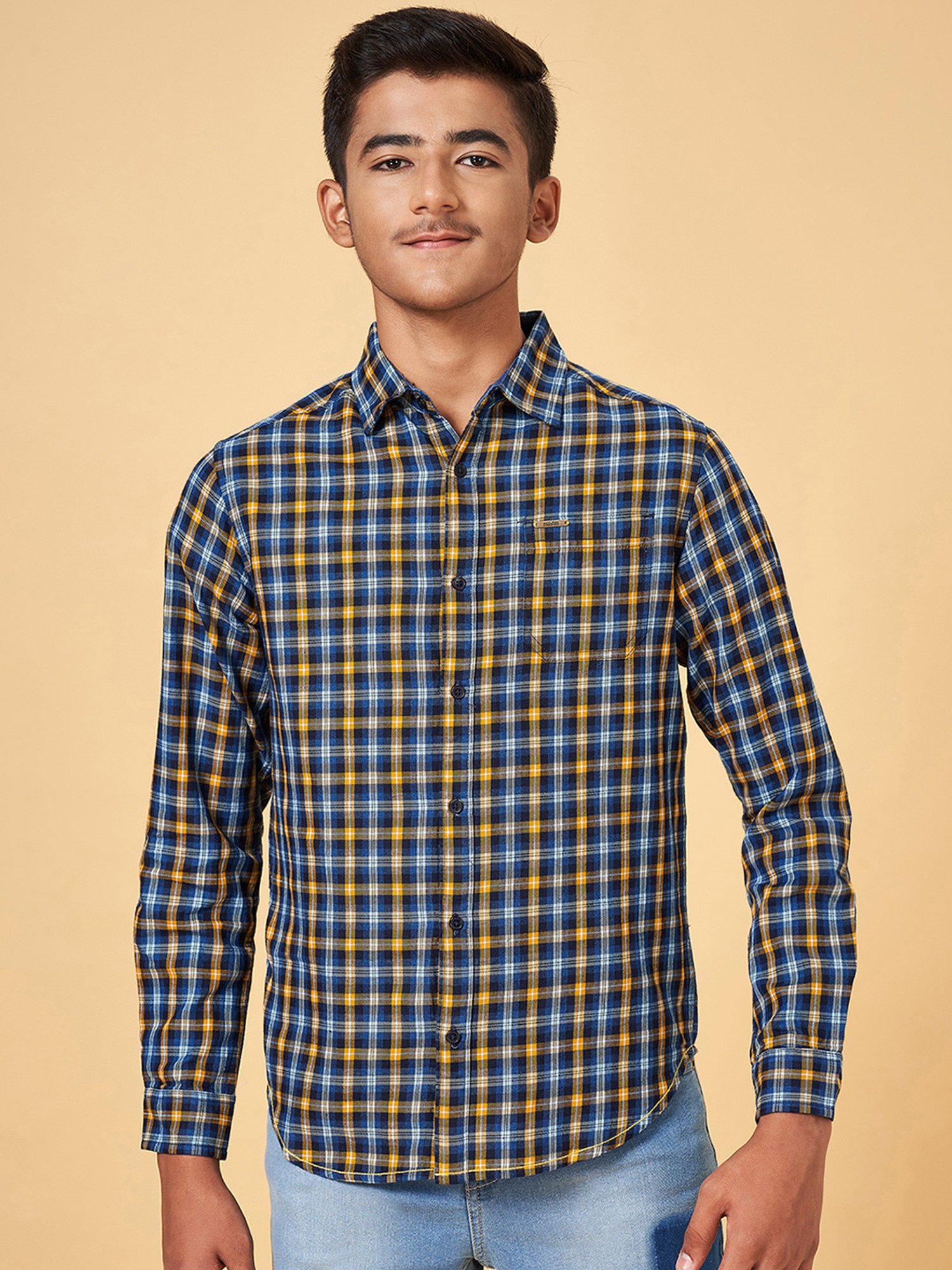 Coolsters by Pantaloons Kids Navy Checks Full Sleeves Shirt