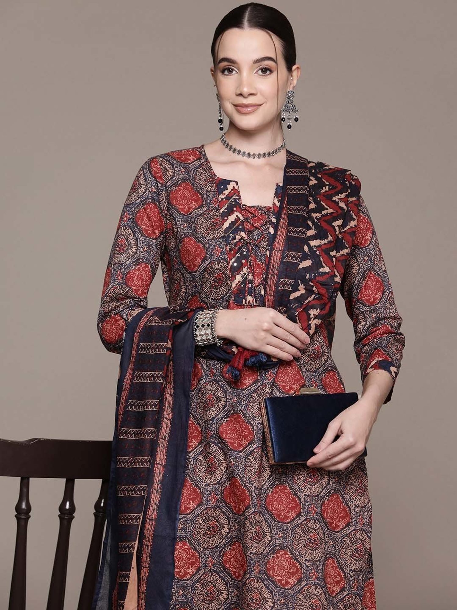 URBAN MYSTIC Black Rayon Embroidered Kurta & Sharara Set