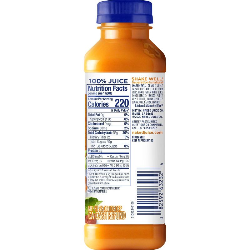 Naked Immune Support Orange Carrot Juice Smoothie - 15.2 fl oz Bottle