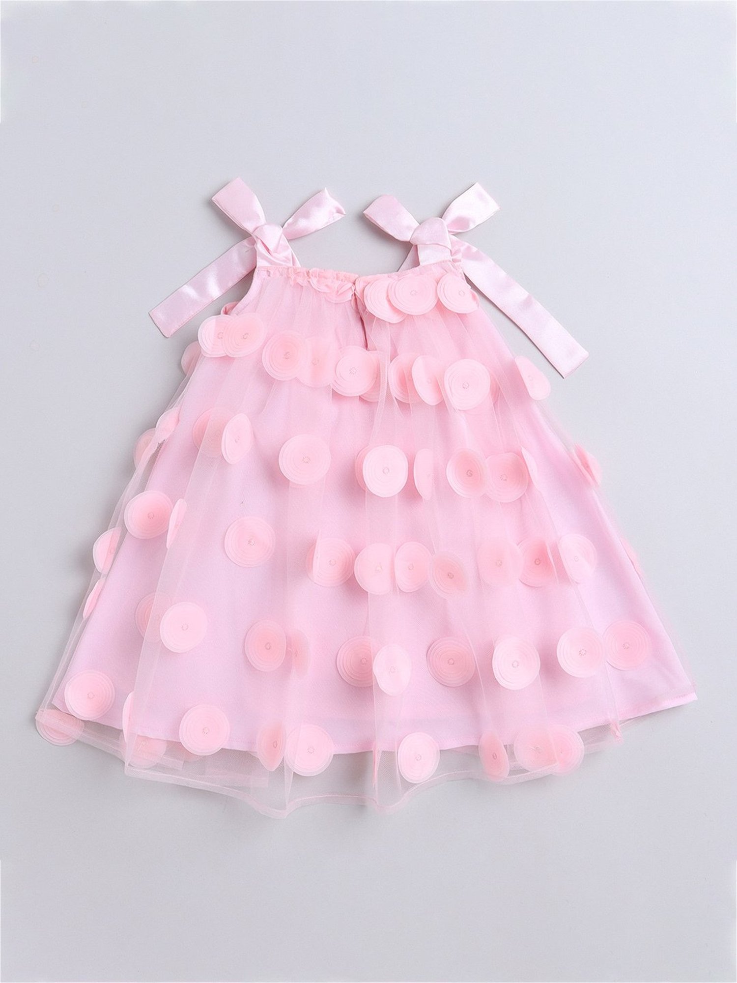 Many Frocks Kids Pink Solid Dress