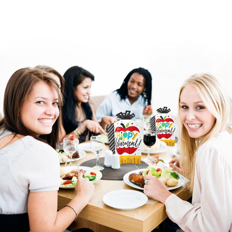 Big Dot of Happiness Teacher Retirement - Table Decorations - Happy Retirement Party Fold and Flare Centerpieces - 10 Count