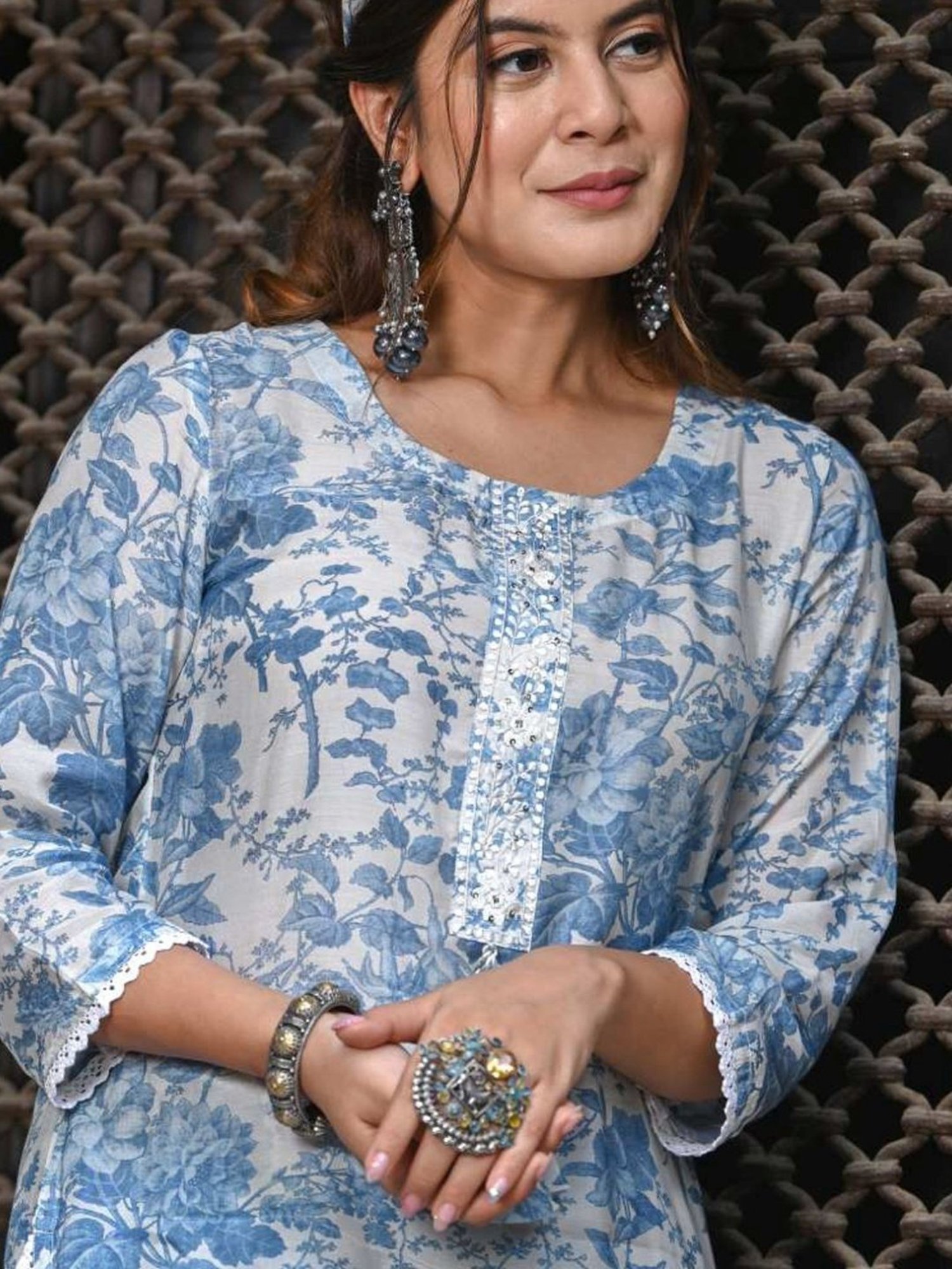 Mahee Jaipur Blue Floral Kurta with Pant