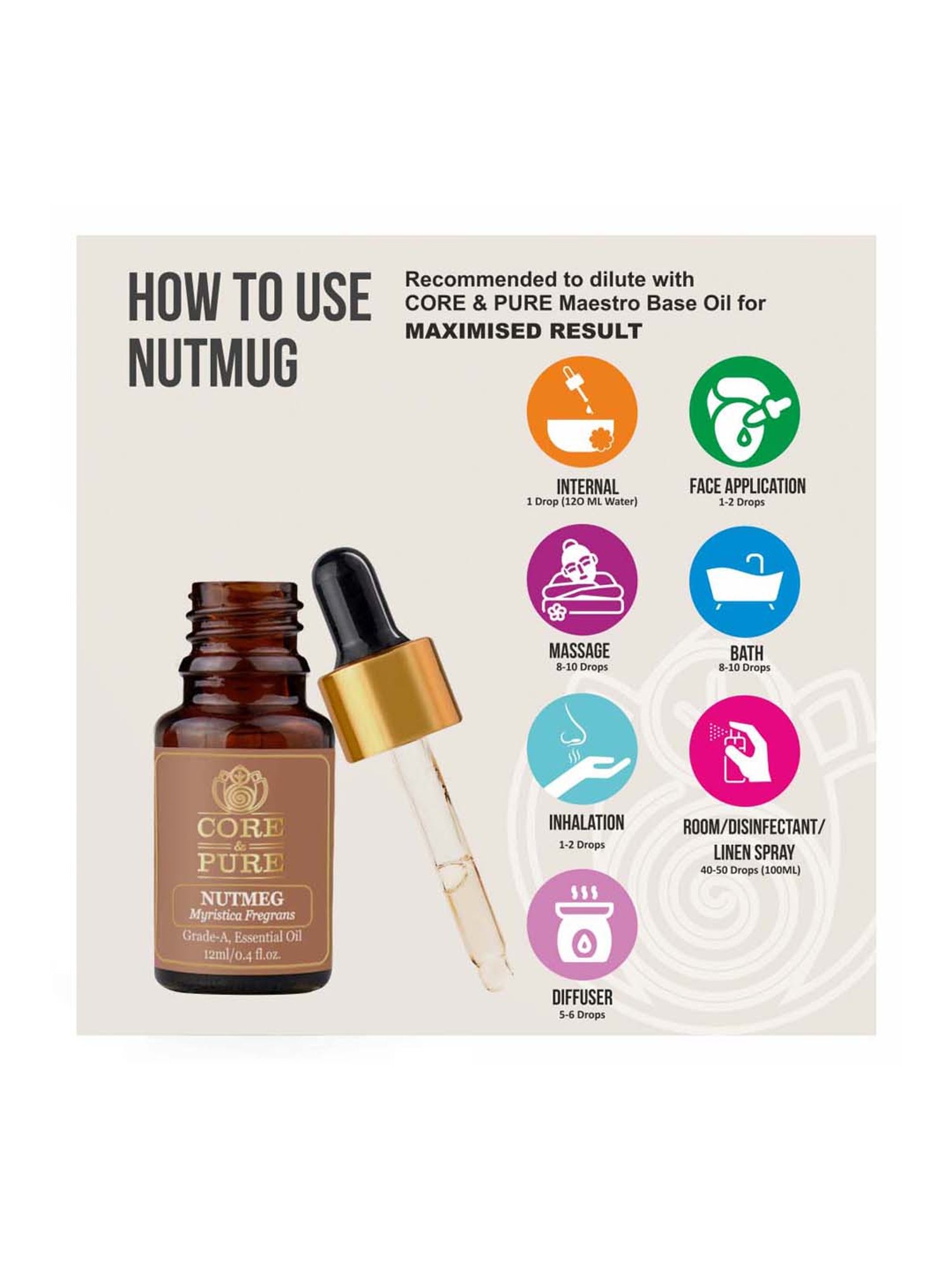 CORE & PURE Nutmeg Essential Oil - 12 ml