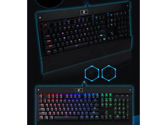 Eagle Aluminum Mechanical Gaming Keyboard RGB Backlit LED with Detachable Wrist Rest, Blue Switch