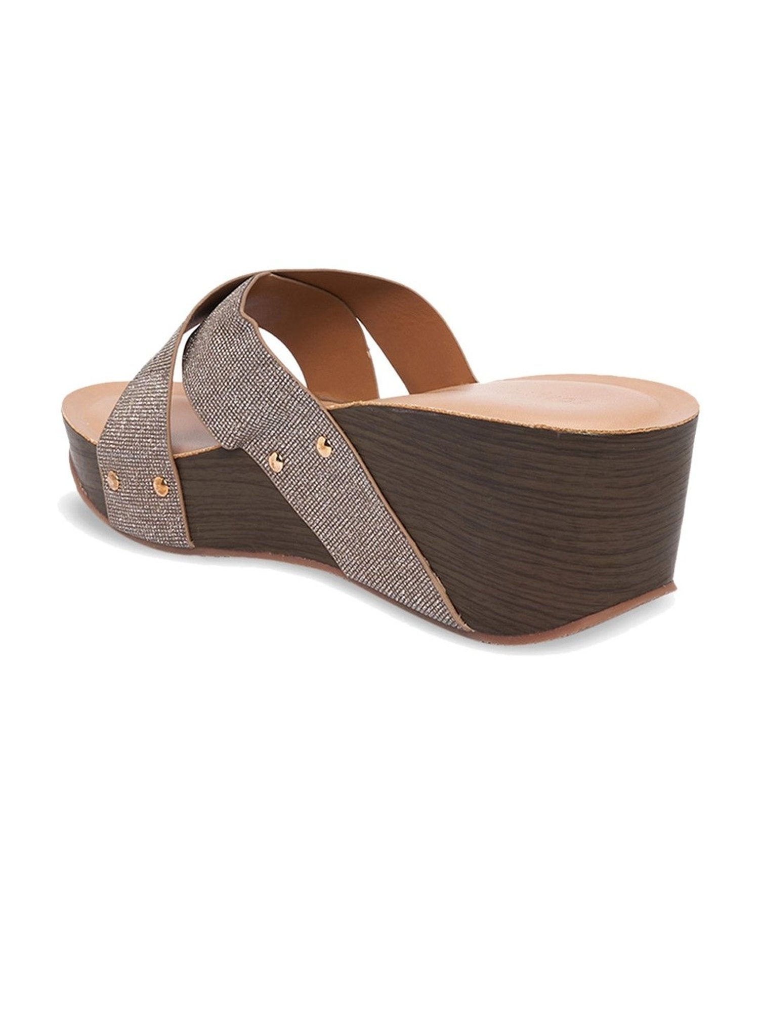 Forever Glam by Pantaloons Women's Golden Cross Strap Wedges