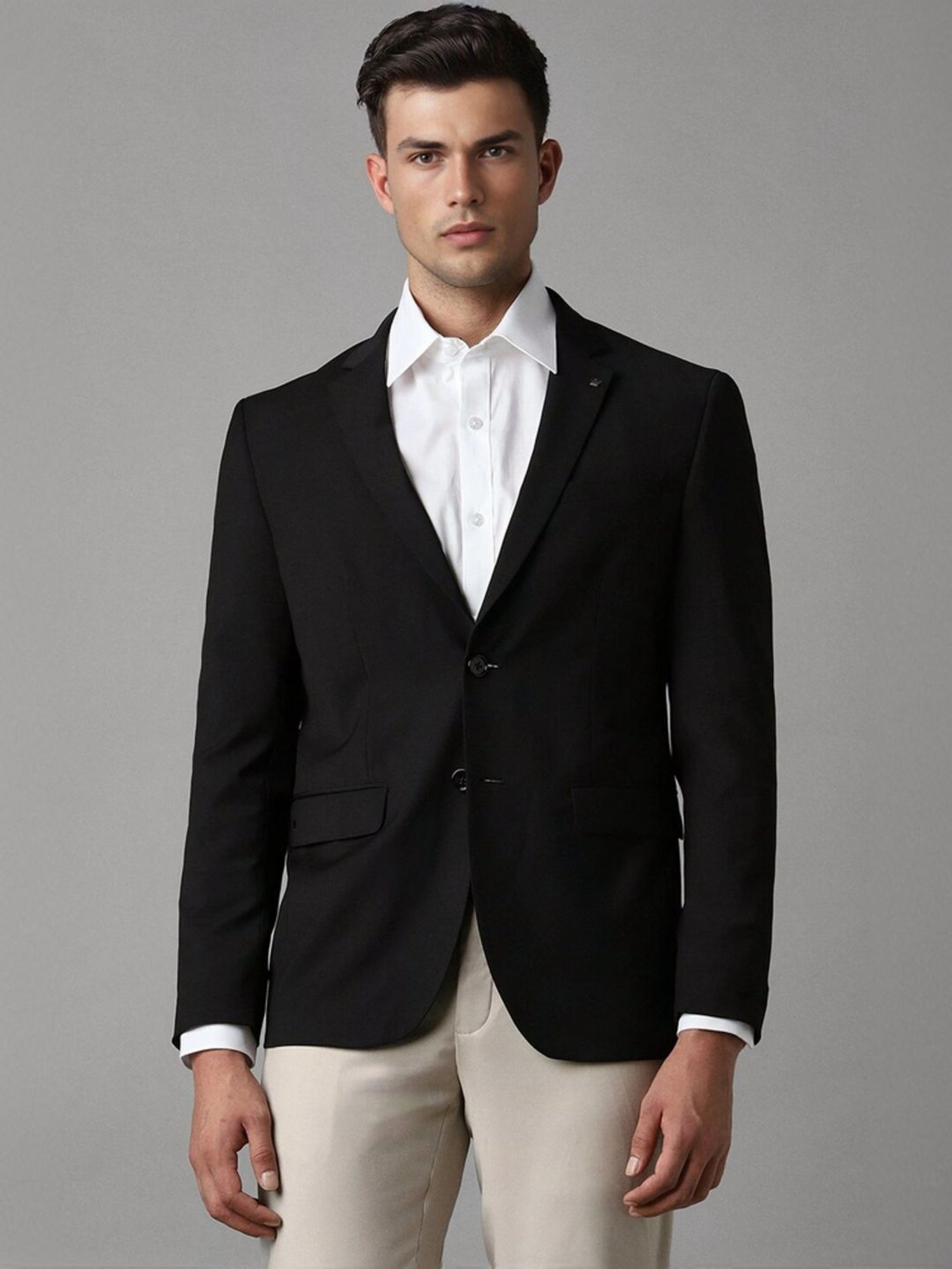 Louis Philippe Black Slim Fit Blazer