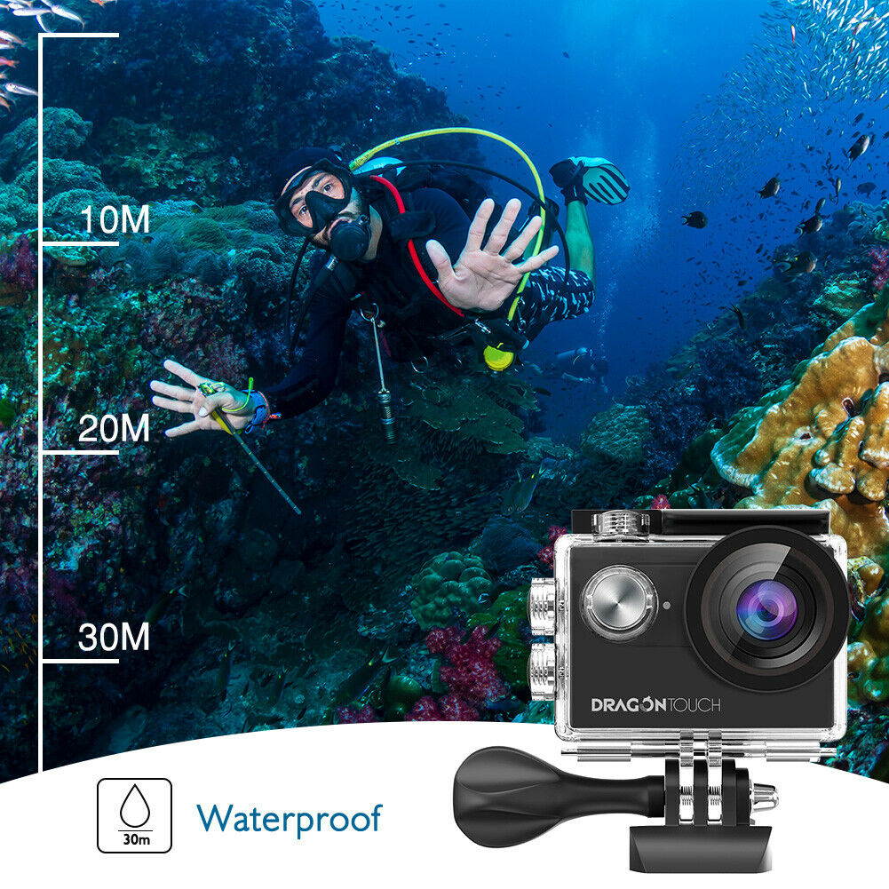 Dragon Touch Vision 4 Sport Aktion Kamera Action Cam 4K WiFi Unterwasserkamera