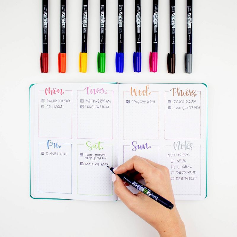 Tombow 10ct Fudenosuke Hard Tip Brush Pens Classic Colors