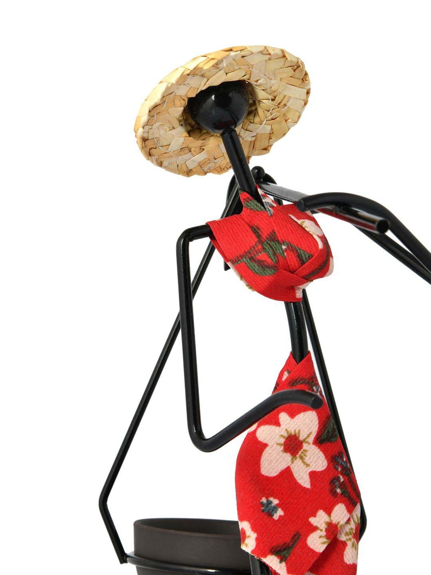 Tayhaa Black & Red Iron Metal Lady Elegant Candle Holder