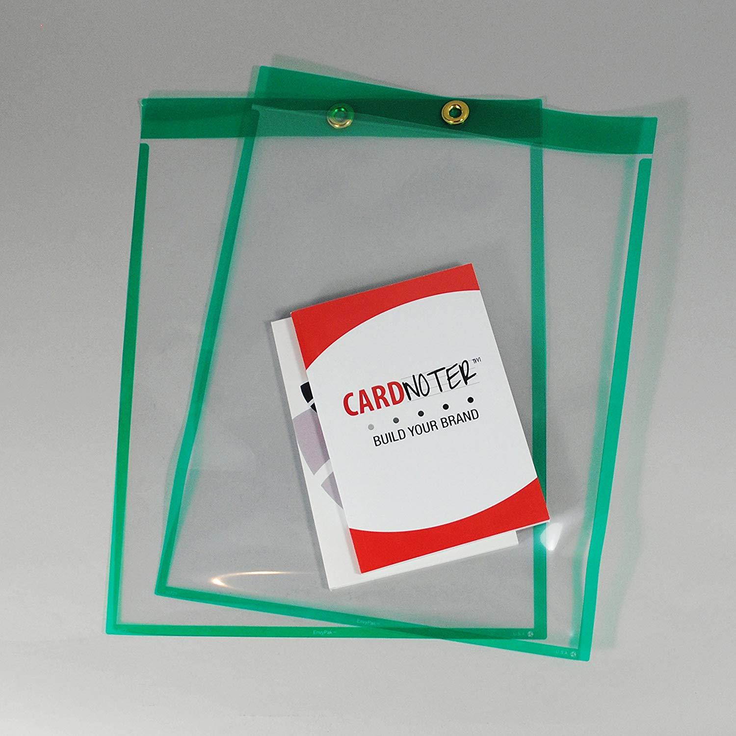 Job Ticket Holders - 9"x12" - Pack of 30 (green) Top-loading with eyelet for hanging