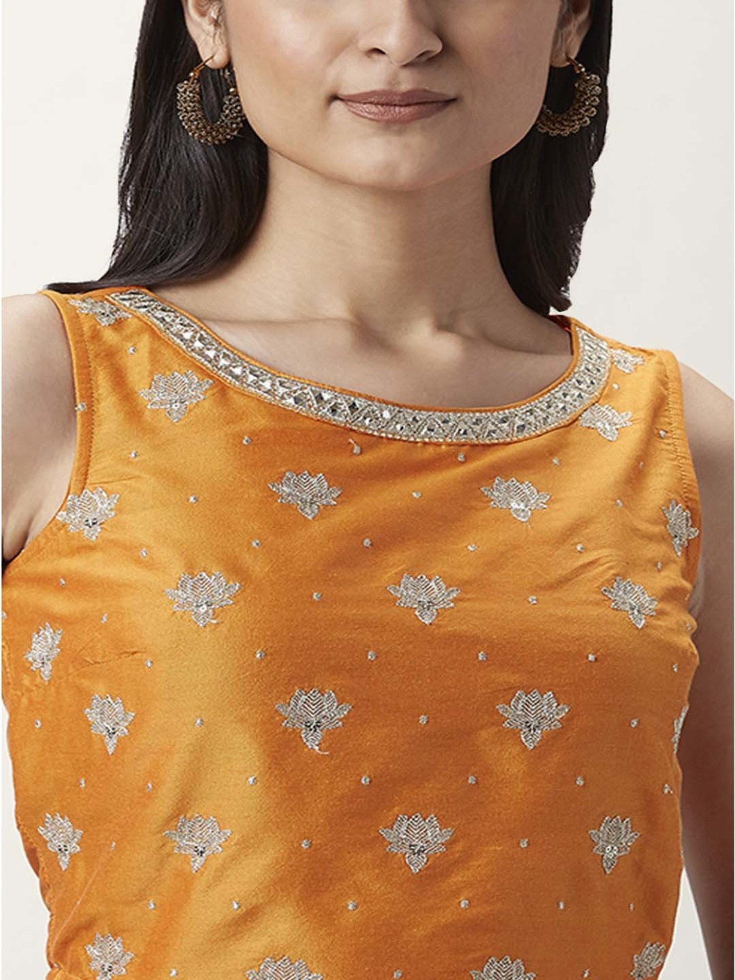 Akkriti by Pantaloons Orange Embroidered Crop Top