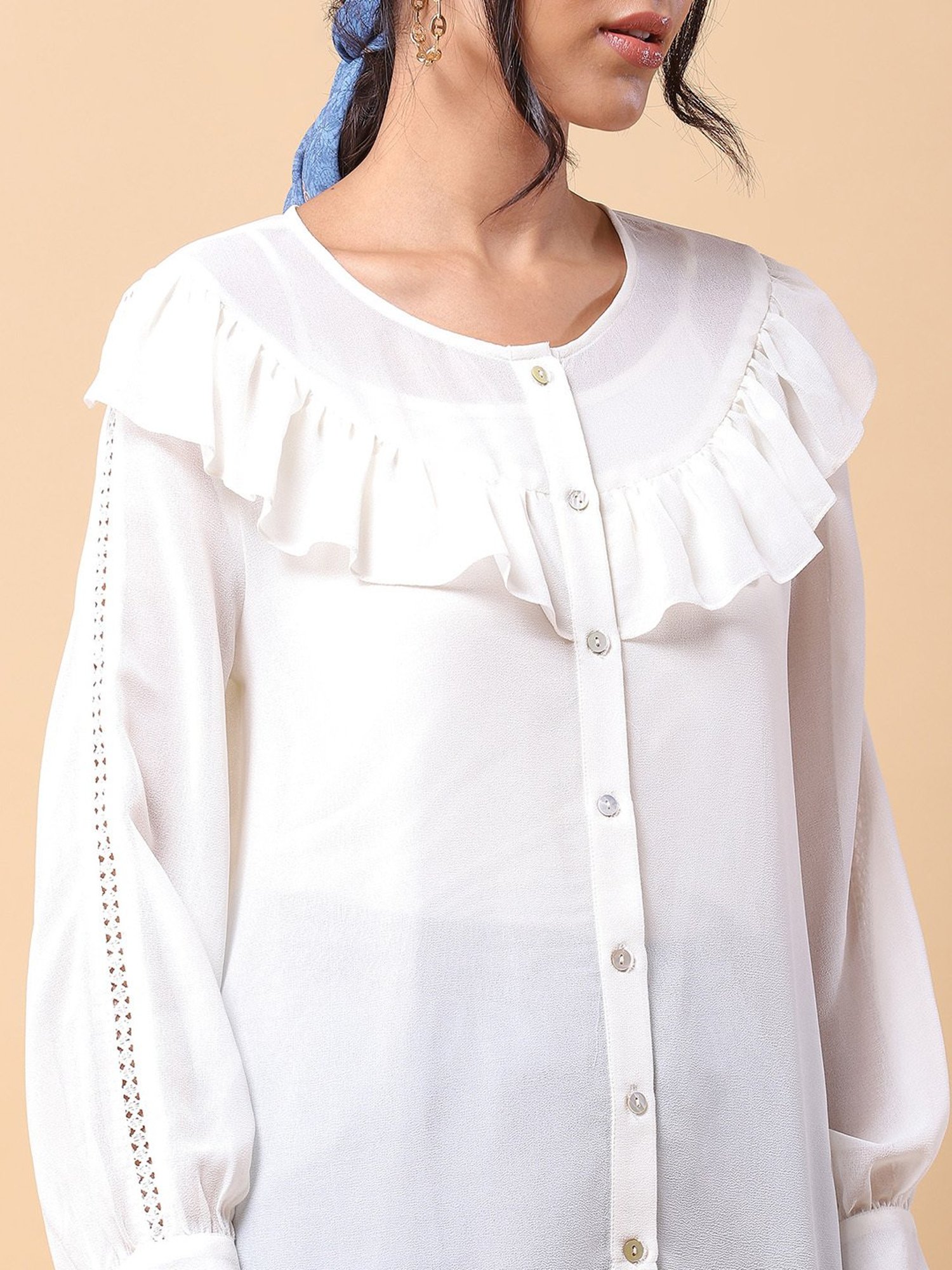 aarke Ritu Kumar White Top With Inner Slip