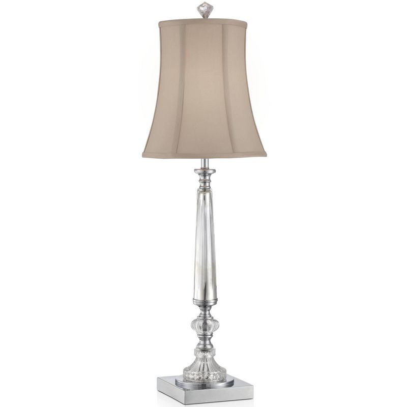 Vienna Full Spectrum Traditional Console Table Lamp Clear Crystal Taupe Bell Shade for Living Room Family Bedroom Bedside