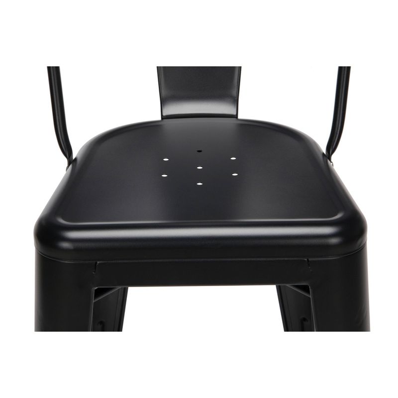 Set of 4 26" Industrial Modern High Back Galvanized Steel Indoor/Outdoor Counter Height Barstool Black - OFM